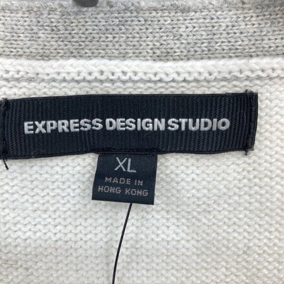 Express Design Studio Cashmere Sweater Women's XL Cream Gray Long Sleeve V Neck - Picture 4 of 14